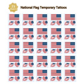 Y&C TENCOB American Flag Tattoos,25 Sheets America USA Flag Temporary Face Tattoos Stickers,75 Pcs Waterproof Sweat National Flag Removable Fake Tattoos For Men Women Kids(America)