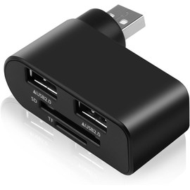 1Pc Black 4 in 1 USB 2.0 Hub Docking Station 1 USB2.0 480Mbps 180 Degrees Rotatable Splitter Card Fast Reader for Laptop Notebook USB Hub Adapter Computer Accessories and Peripherals