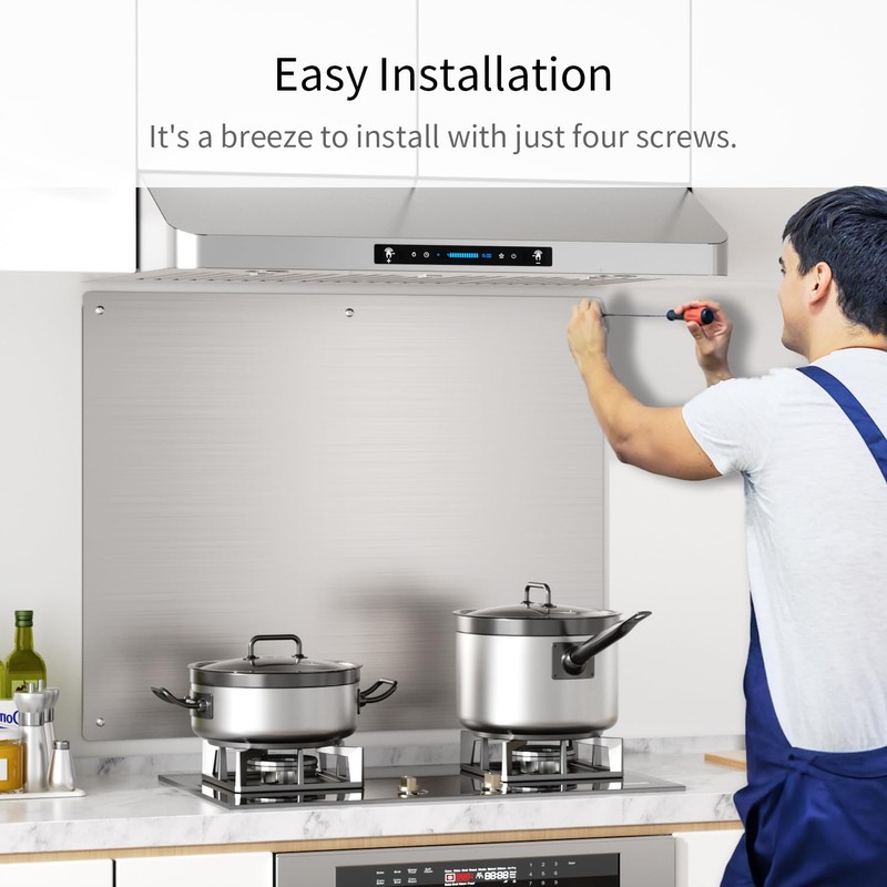 IKTCH 24 x 30 Inch Stainless Steel Backsplash, Stove Backsplash