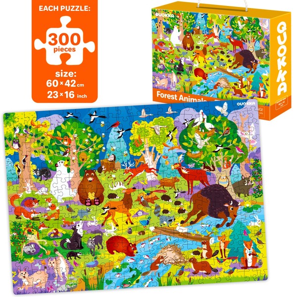 300 Pieces Puzzles for Kids Ages 10-12 - 3X Set Floor Jigsaw Puzzles by QUOKKA - Toy for Learning Ocean & Vimel & Bugs for 8-10 yo – Jigsaw Educational Game for Boy and Girl Ages 8-10-Year-Olds