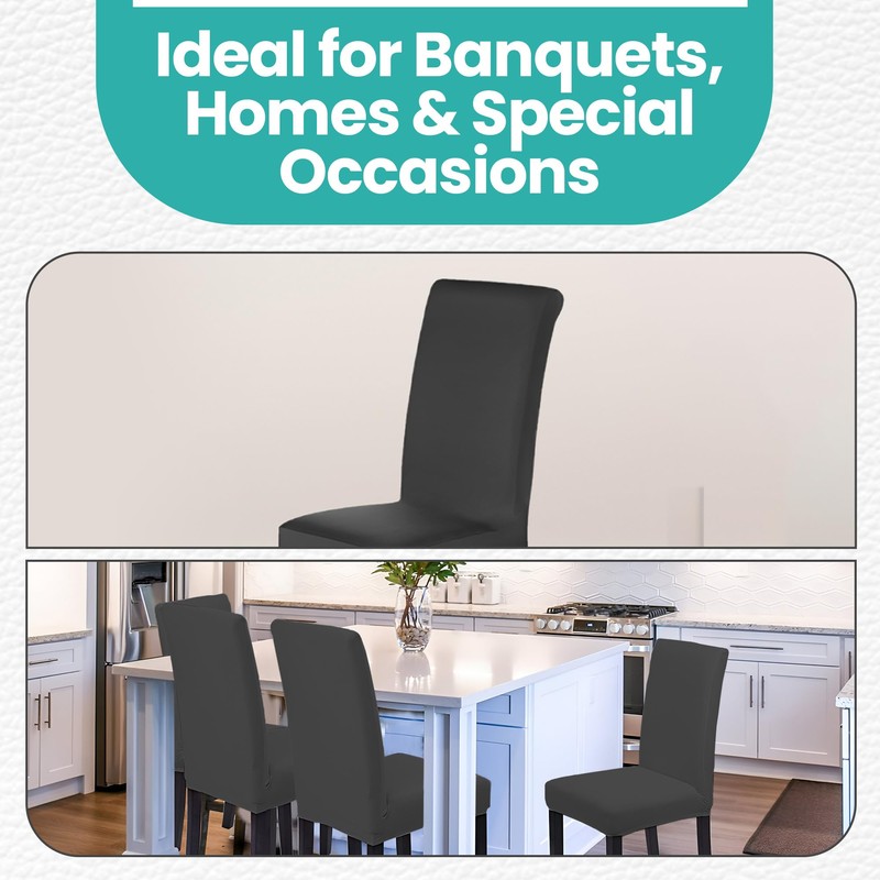 High-Back Chair Covers for Dining Room Chairs – Spandex Stretch,