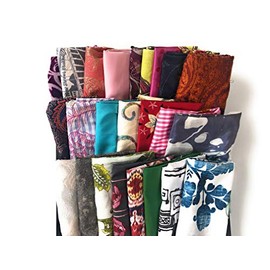 Scrap Fabric Bundle - Assorted Pack of Silk, Silk Blend, Linen, Cotton Fabrics - Luxury Fabric for Patchwork, Applique, DIY Crafts - Pack of 12-1 Pound - by Craftbot