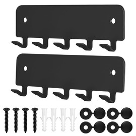 Key Holder for Wall, Key Hooks Wall Mounted, Key Racks for Wall, Metal Key Hooks with 5 Hooks, Key Hangers for Wall, Key Organiser for Hallway Bedroom Living Room Bathroom Office Kitchen (Black)