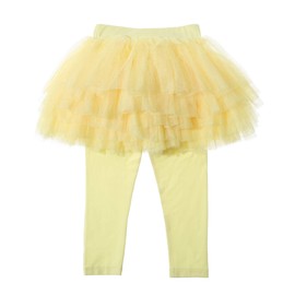 elamccor Baby Toddler Girls' Tutu Leggings Tulle Ruffle Skirted Pants 2-6T Yellow