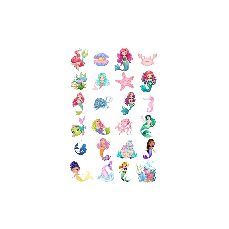 mermaid cupcake toppers edible 24 precut 1.5inch round fairy cakes
