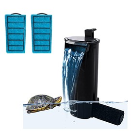 Aquarium Internal Filter Waterfall Flow Water Clean Pump with 2 Filter Spong Effective Filtration Waterfall Filter Low Level Waterfall Filter for Small Fish Tank Turtle Tank Shrimp Amphibian Frog Crab