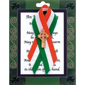 Loving Jesus St.Patrick's Day Ribbon/Celtic Cross Brooch