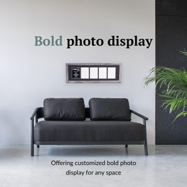 Creative Letter Art 5 Opening Driftwood Picture Frame with Glass to hold 5 by 7 inch Photographs including 10x32-inch Black Mat Collage