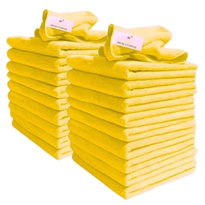 DCS Microfibre Cleaning Cloth, Yellow, Pack of 20, Large Size: