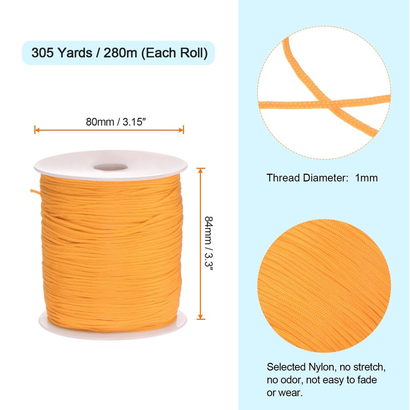 QUARKZMAN 1 mm Nylon String Cord 305 Yards Nylon Satin