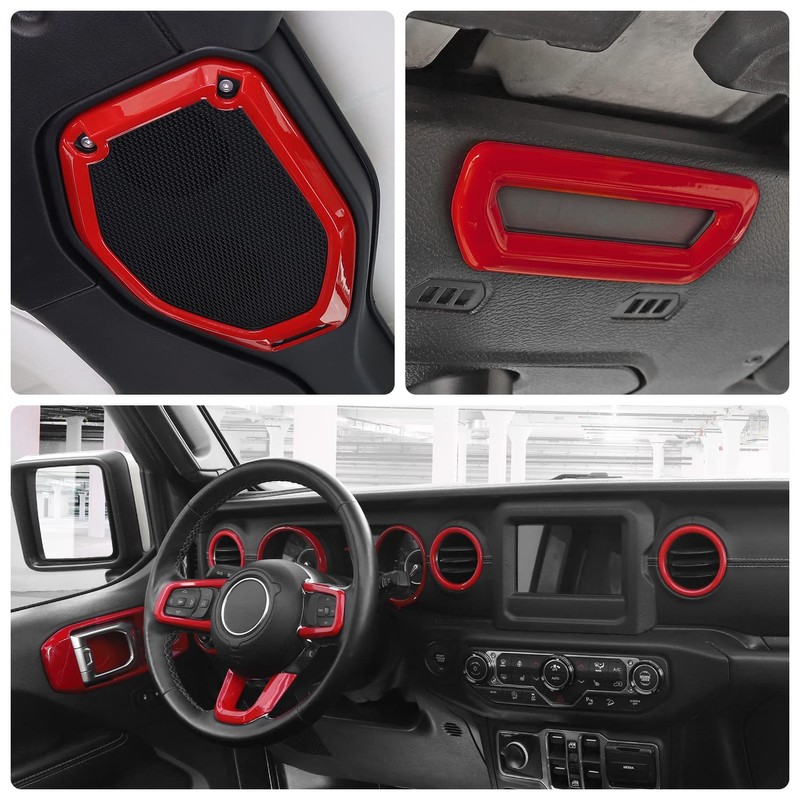 Jeliker for Wrangler JL Interior Trim Kit Red Dashboard for