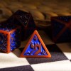 UDixi Burnt Orange with Blue Irregular Pattern Fill: 7-Piece Acrylic