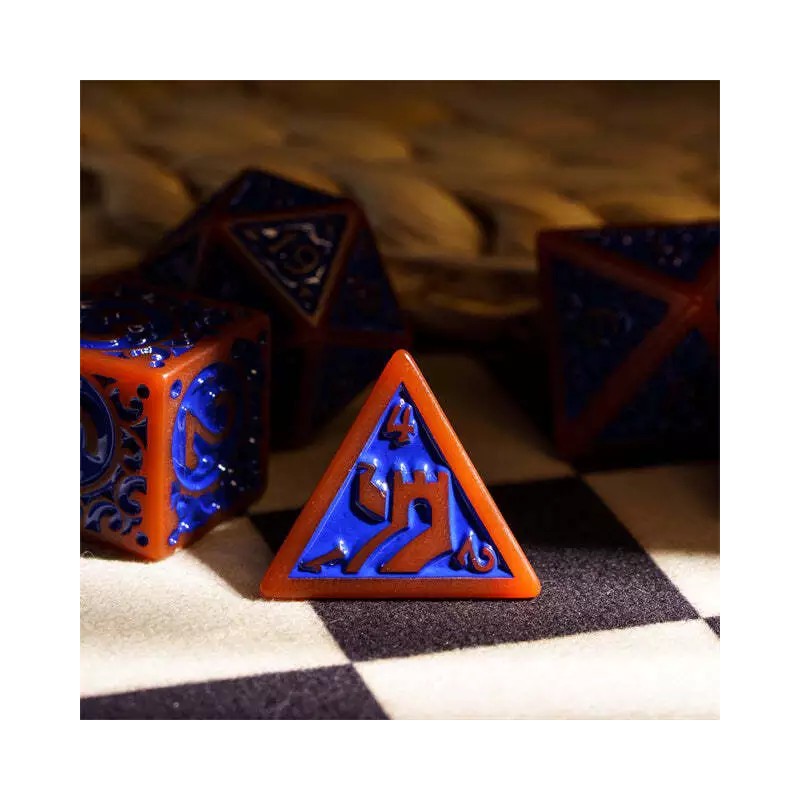 UDixi Burnt Orange with Blue Irregular Pattern Fill: 7-Piece Acrylic