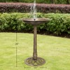 VIVOHOME Polyresin Antique Outdoor Golden Garden Bird Bath and Solar