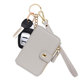 M-Plateau Wristlet Keychain, Wallet Key ring Bracelet with Wrist Wallet for Women with Key Holder Gift Box（Beige