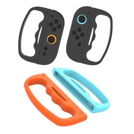 HUAYUWA Boxing Grip with Hand Straps Fit for Switch2 Joy-Con Fitness Boxing Games, Fit Boxing Clasp Accessories Left and Right Hand Grips Handle for Adults and Children (Black-Black + Blue-Orange)