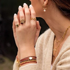 SWJEWEL Gold Plated 8mm Pearl Hoop Earrings for Women Fashion Hypoallergenic Chuncky Large 25mm Circle Dangle Drop Earrings Set (Rose Gold)