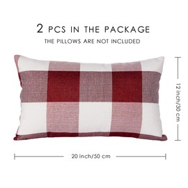 ORANIFUL Buffalo Check Cushion Covers 30 x 50 Set of 2 Linen Decorative Rectangular Tartan Throw Lumbar Pillow Case for Sofa Couch Bed Home Decor Car 12x20 Inches (Red & White)