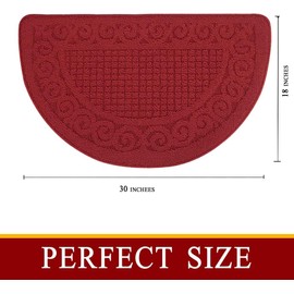 Kitchen Rugs Mats for Floor 2 Piece 18”X30”, Non Slip Washable Kitchen Mat, Absorbent Standing Throw Rug,Half Circle Carpet for Front of Sink,Laundry Room,Entryway, Red