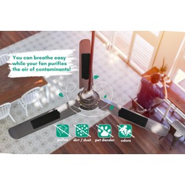 Roomancer Ceiling Fan Filters for Blades - Easy-Stick, Non-Damaging Coconut Carbon Filters for Fan - Universal Fan Blade Air Purifier Pads for Common Household Contaminants - Ceiling Fan Dust Catcher - 5 Pack