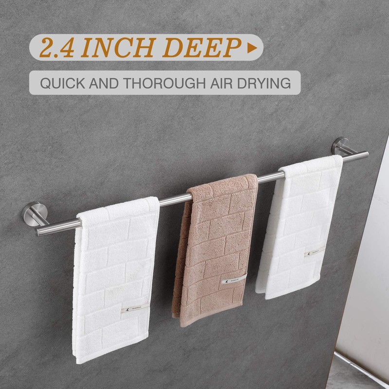 USHOWER Brushed Nickel Towel Bar, 32-Inch Towel Racks for Bathroom