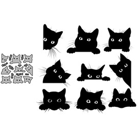 9 Pcs Cat Metal Die Cuts,Cute Probe Cat Set Cutting Dies, DIY Scrapbooking Artist Metal Cutting Dies Stencils Craft Embossing for Crads Making