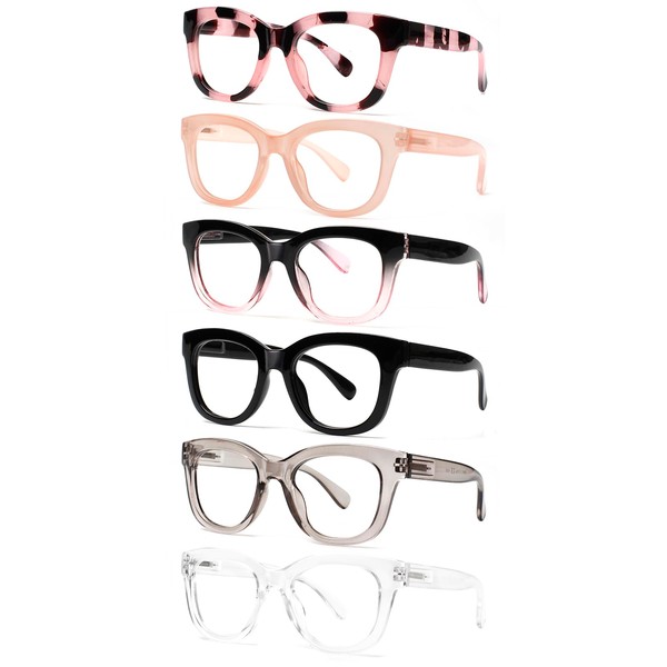 Henotin 6 Pack Ladies Reading Glasses Blue Light Blocking Computer