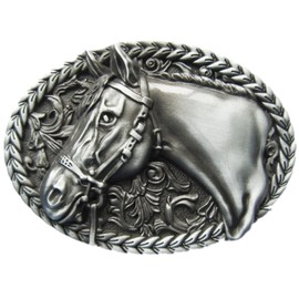Urban Backwoods Horse II Belt Buckle for Interchangeable Belt Buckle, silver