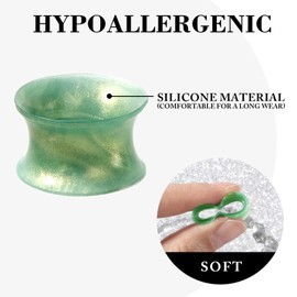 Qmcandy 18pcs Silicone Ear Gauges Flexible Ear Tunnels Earlets Gauges Plugs Expander Double Flared Ear Piercing Jewelry for Men Women 2G-16mm