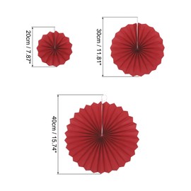 MECCANIXITY Hanging Paper Fans Party Set 6Pcs Round Pattern Hanging Paper Fans Decoration for Home Shop Wall Birthday Wedding Graduation Events(Wine Red)