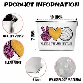 ONDTOM Peace Love Volleyball Makeup Bags for Teens, Volleyball Gifts for Teen Girls Players Kids Friends, Volleyball Accessories -B43