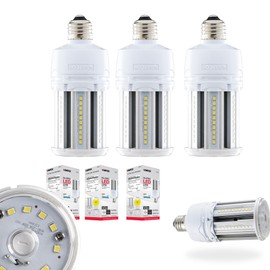 Satco #S49391, 22 Watt LED HID Replacement; 80 CRI; 5000K; Medium Base; Economy Hi-Pro 22W/LED/HP/850/100-277V/E26 Corncob LED Bulb, for Indoors and Outdoors, Home, Industrial, Commercial (3 Pack)