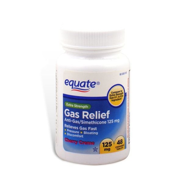 Equate - Gas Relief, Extra Strength, Simethicone 125 mg, 48 Chewable Tablets, Compare to Gas-X