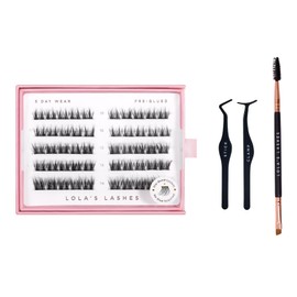 Lola's Lashes Pre-glued Lashes | Soft Definition 5 Row Starter Kit | Pre-Glues Lashes | Easy Application | Application Tools Included | 5-10 Days Wear & Waterproof | 10-14mm