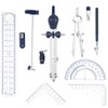 12 Pieces Geometry Set with Metal Compass, Ruler, Triangle, Protractor,