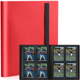 Card Binder, Small Card Album with PP Waterproof Pages, 4 Pockets Trading Card Binder, Holds 160 Standard Cards, for TCG, MTG Collections Sports Cards Binder (Red)