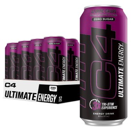 Cellucor C4 Ultimate | Pre Workout Sugar Free Energy Drink | Tri-Stim Experience with 300mg Caffeine + TeaCrine + Dynamine | Atomic Grape | 16oz (Pack of 12)