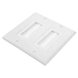 WOONEKY Wall Plate Dual Port Brush Insert for Easy Cable Pass-Through for Home Theatre and Office Use Compatible Tv and Speaker Wires