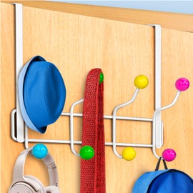 LYNK Professional® Home™ Over Door Ball Hooks Rack - 8 Hook Over Door Hanger - Over Door Towel Rack - Over Door Hooks for Hanging Towels or Clothes - for Bathroom, Bedroom or Laundry Room (Black)