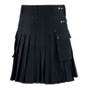 NORTH EDGE Men's Scottish Black Utility Cotton Kilt Fashion Sport