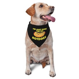 I'm Just Here for The Hot Dogs,Reversible Triangle Bibs Pet Scarf, Holiday Party Photography Props (Black)