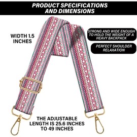 BHAHB Purse Strap Crossbody Shoulder Straps 1.5 inch Wide Replacement Adjustable for Women Girls Bag Aesthetic Cute-Pink Blue