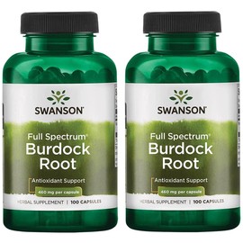 Swanson Burdock Root Kidney & Liver Support - Detox Skin Helps Remove Toxins from The Body - Support Well Being and Healthy Immune System - Herbal Antioxidant Supplement (460 mg 100 Capsules) 2 Pack