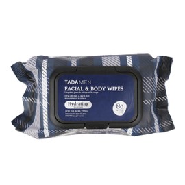 TADA Men - Face Wipes for Men & Body Wipes for Adults No Rinse, Face Cleansing Wipes & Body Cleansing Wipes for Adults Bulk Gym, Running, &Outdoor Activities - Green tea & Hyaluronic (2PK Avocado)