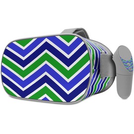 Decal Style Skin Wrap Compatible with Oculus Go Headset - Zig Zag Blue Green (Oculus NOT Included)