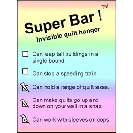 Super Bars ! (TM) Invisible Quilt Fabric Rug Tapestry Hanger: The Economy Invisible Hanging System, Hangs from Two Special Drywall Screws