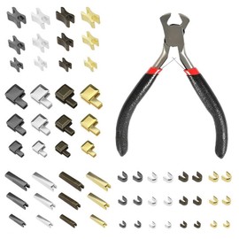 Ylinwtech Pack of 60 zip stoppers, with 1 x install pliers, metal zip repair, for repairing metal zips on clothing, jackets (4 colours 3 specification: #8#5#3)