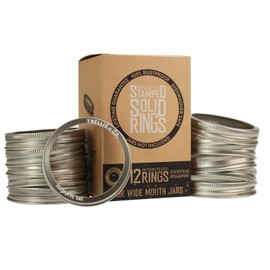 Trellis + Co. Stamped Stainless Steel Wide Mouth Mason Jar Replacement Rings/Bands/Tops | Durable & Rustproof | for Pickling, Canning, Storage (12 Pack)