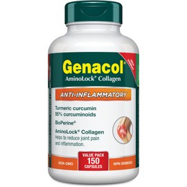 Genacol Anti-Inflammatory – Turmeric Curcumin Supplement with Black Pepper (BioPerine) and Collagen Peptides, Relieves Inflammation and Joint Pain, Value Pack, 150 Capsules (50-Day Supply)