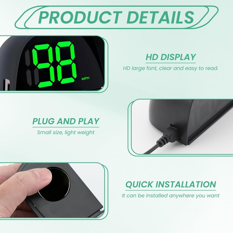 2 Pack GPS Digital Speedometer for Car MPH Golf Cart